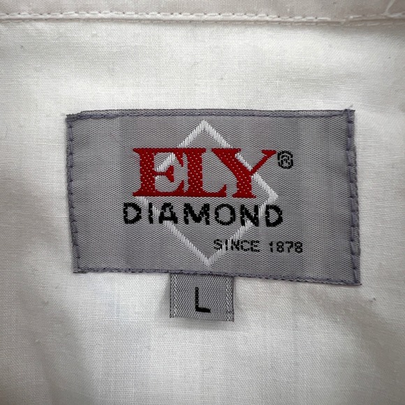 VTG 80s Ely Diamond Western Thunderbird Embroidered Pearl Snap Shirt Men L White - Picture 6 of 11